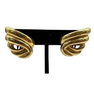 Vintage Givenchy Gold Clip Earrings Abstract Sculptural Signed